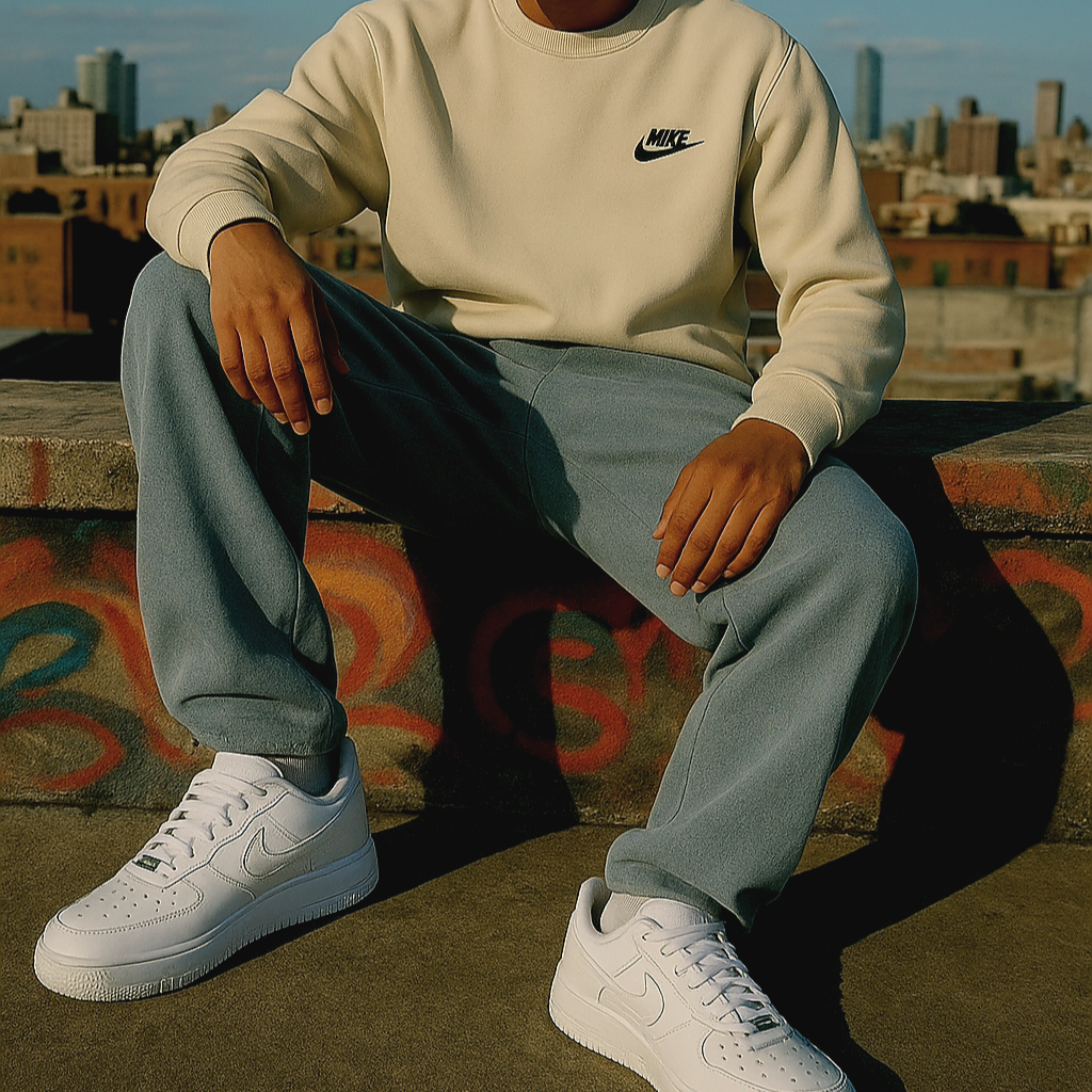 The Ultimate Nike Duo - Air Force 1 & Nude Nike Sweater